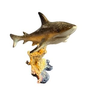 6.5"H Shark on Coral Statue ation‎ Figurine Ornament Home Decor Unique Gift